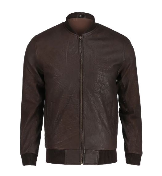 Snuff Style Real Bomber Leather Jacket Brown Color