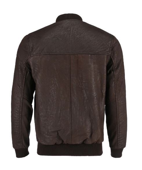 Snuff Style Real Bomber Leather Jacket Brown Color