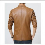 Brown Leather Blazer Coat For Men In Faux