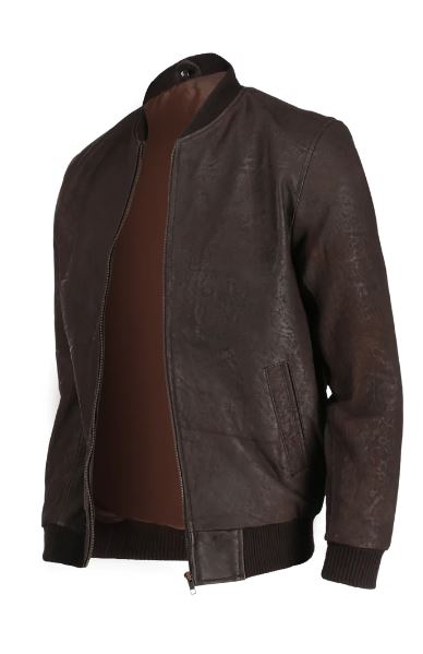 Snuff Style Real Bomber Leather Jacket Brown Color