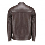 Brown Mens Pure Sheep Leather Zipper Jacket