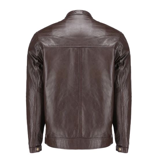 Brown Mens Pure Sheep Leather Zipper Jacket