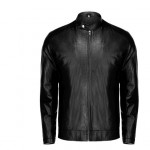 Black Mens Pure Sheep Leather Zipper Jacket