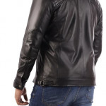 Men's Casual Signature Diamond Lambskin Leather Jacket-Black