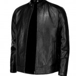 Black Mens Pure Sheep Leather Zipper Jacket