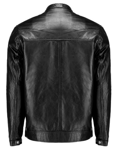 Black Mens Pure Sheep Leather Zipper Jacket